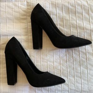 ASOS black suede pointy toe pump